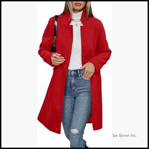 Polyester Wool Coat Stand Collar Notch Lapel Single Breasted Overcoat